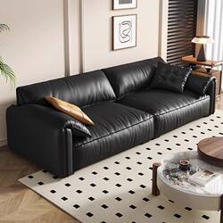 French-Style Cream-Colored Tech Fabric Elephant Ear Sofa for Small Living Rooms, Modern and Simple Straight-Line Double or Triple Seater