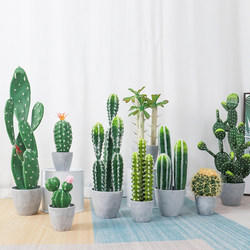 Nordic Artificial Succulent Plant Ornaments Small Potted Cactus Indoor Living Room Desktop Bookshelf Decoration Green Plants Fake Flowers