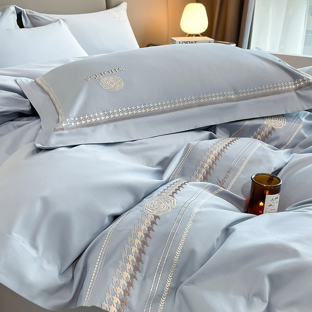 Leka Cotton Four-piece Sheets Were Sleeve Pillowcase Set 1 Light Luxury 1.5 Meters 1.8 Bed Supplies Home Textile