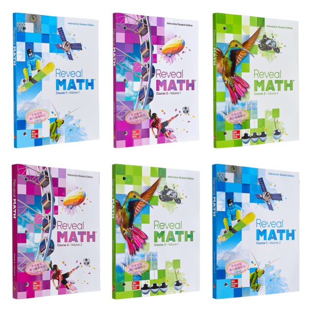 American middle school mathematics textbook Reveal Math Course 1 - 3 Interactive Student Edition Shows interactive mathematics courses volumes 1 to 3 McGraw-Hill English original