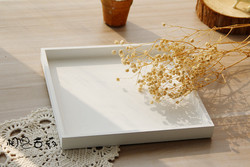 Zakka Groceries White Wooden Storage Tray Tray Desktop Cosmetics Storage Box Solid Wood Photo Background Props