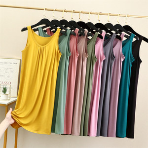 Modal loose vest skirt female summer big size fat MM thin A -line dress thin nightdress wears bottoming skirt

