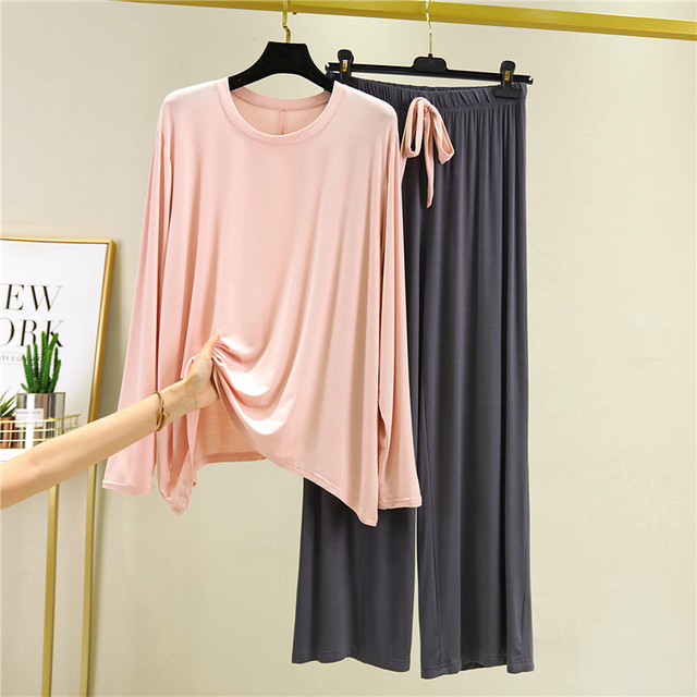 Fall Arrival Loose Casual Simple Homewear Modal Long Sleeved Trousers Women Pajamas