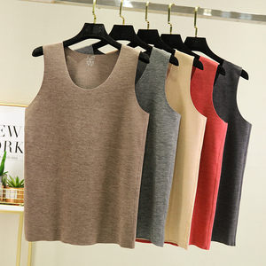 Men's virtue warm vest, large size round neck in autumn and winter, cold and cold inside wearing sleeveless top pure cotton bottom shirt