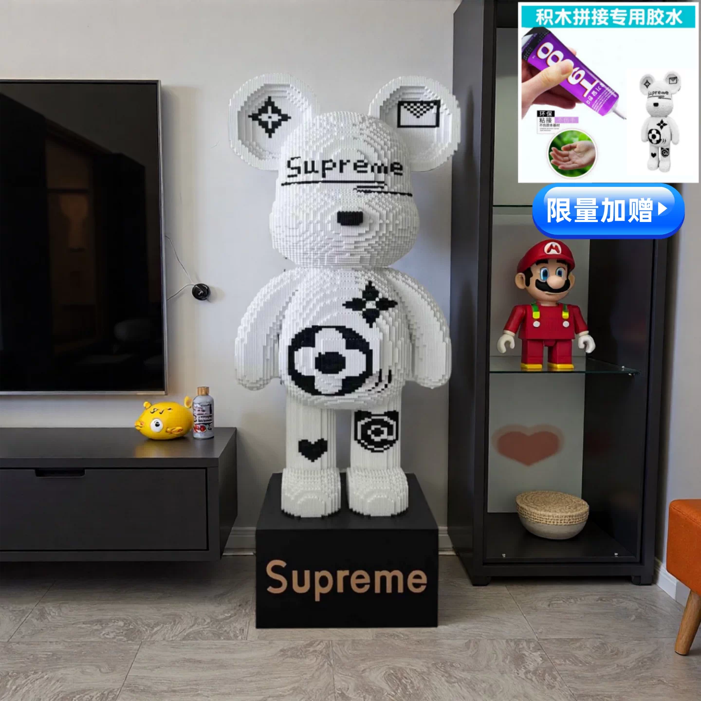 暴力熊公仔落地摆件专用底座大号小号古铜色黑色英文字母芝麻街