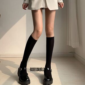 Velvet calf socks stress stovepipe socks female middle tube spring and autumn cotton socks inspiration Ins black jk socks stockings
