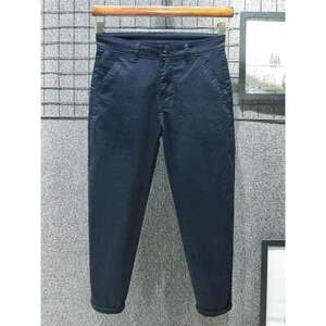 
2026 spring and summer pure cotton tapered nine-point casual pants for men new small feet blue stretch solid color versatile pants