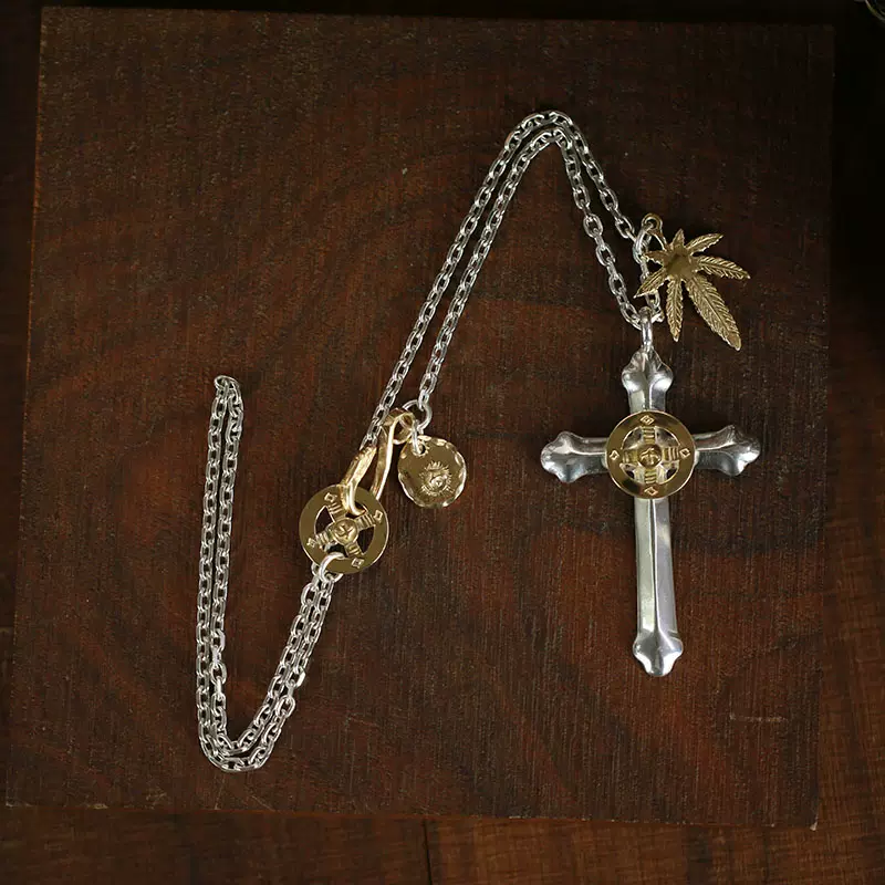 吾郎 牛鈍精工高橋吾郎goros十字架大楓葉太角鏈項鏈925純銀手工