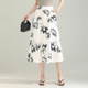 Fashion printed A-line skirt for women in summer 2025 new high-waisted slim drooping skirt mid-length commuting large hem skirt