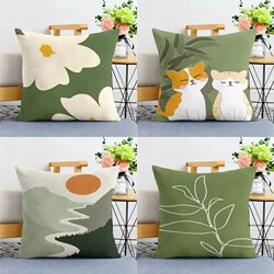 Fashionable Green Fresh Style Square Pillow, Light Luxury Modern Simple Headboard Pillow, Living Room Sofa Cushion Pillow Cover