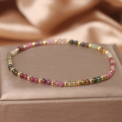 Ins Niche Design Natural Tourmaline Beaded Anklet Women's Summer Light Luxury Sexy Anklet Fashion Personalized Anklet Chain