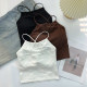 American halter neck halter vest for women in summer wear with chest pad beautiful back and inner black hot girl short top