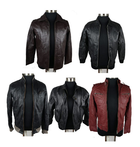 Men's leather jacket, leather jacket, cowhide loose fitting short motorcycle riding, middle-aged and elderly men's leather jacket