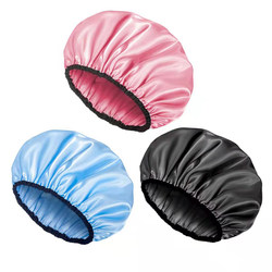 Shower Cap for Women, Waterproof Bathing Cap, Double-Layer Adult Satin Thickened Household Hair Mask Care Anti-Oil Smoke Shower Head Cover