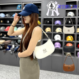 Korean MLB genuine retro old flower metal leather underarm bag Yankees women's shoulder bag handbag