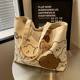 Casual large capacity bag for women summer new cartoon bear canvas bag for college students commuting for class one-shoulder tote bag
