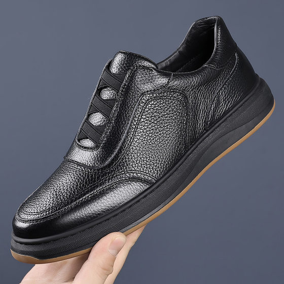 
This year's popular special first-layer cowhide summer new men's casual shoes genuine leather breathable men's slip-on men's shoes
