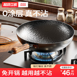 Traditional Old-Fashioned Zhangqiu Wok, Wrought Iron Wok Without Coating, Non-Stick Pan for Home Use, Suitable for Induction Cooker and Gas Stove