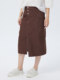 Siqin Spring and Autumn Women's Cotton Brick Red Casual Spliced ​​Slit A-line Half-length Skirt BJQQ006