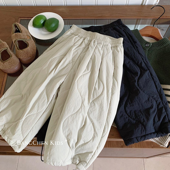 
Mu Xiaocheng Boys Pants Autumn and Winter 2025 New Girls Thickened Warm Down Cotton Pants Small and Medium-sized Casual Pants