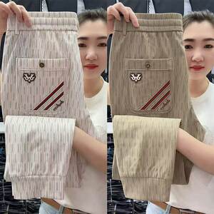 
Foreign trade export men's pants summer loose ties sports sweatpants ice silk thin large size 9-point pants men's pants