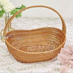 Picnic Basket Ins Outdoor Large Autumn Outing Rattan Storage Basket Trendy Country-Style Handbag Shopping Basket Picking Basket