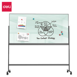 Deli 50074 50075 50076 Magnetic Tempered Glass Whiteboard H-Shaped Bracket Narrow Frame Movable Office