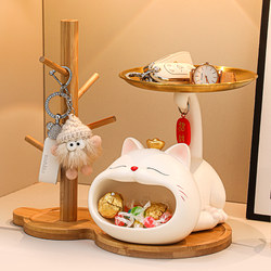 Lucky Cat Key Storage Ornament for Entryway, Shoe Cabinet, Living Room Desktop Shelf, Home Decoration, Housewarming Gift