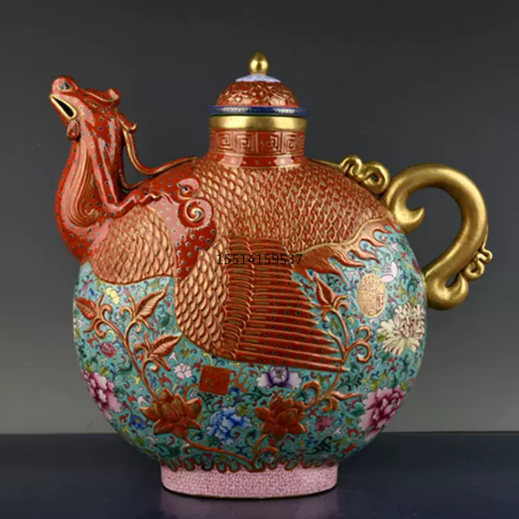 大清乾隆年制粉彩镂空花果纹六方套瓶古玩古董明清官窑瓷器陶瓷