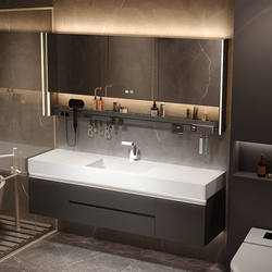New Minimalist Slate Seamless Ceramic Integrated Basin Bathroom Cabinet Set Washbasin Bathroom Vanity Washstand
