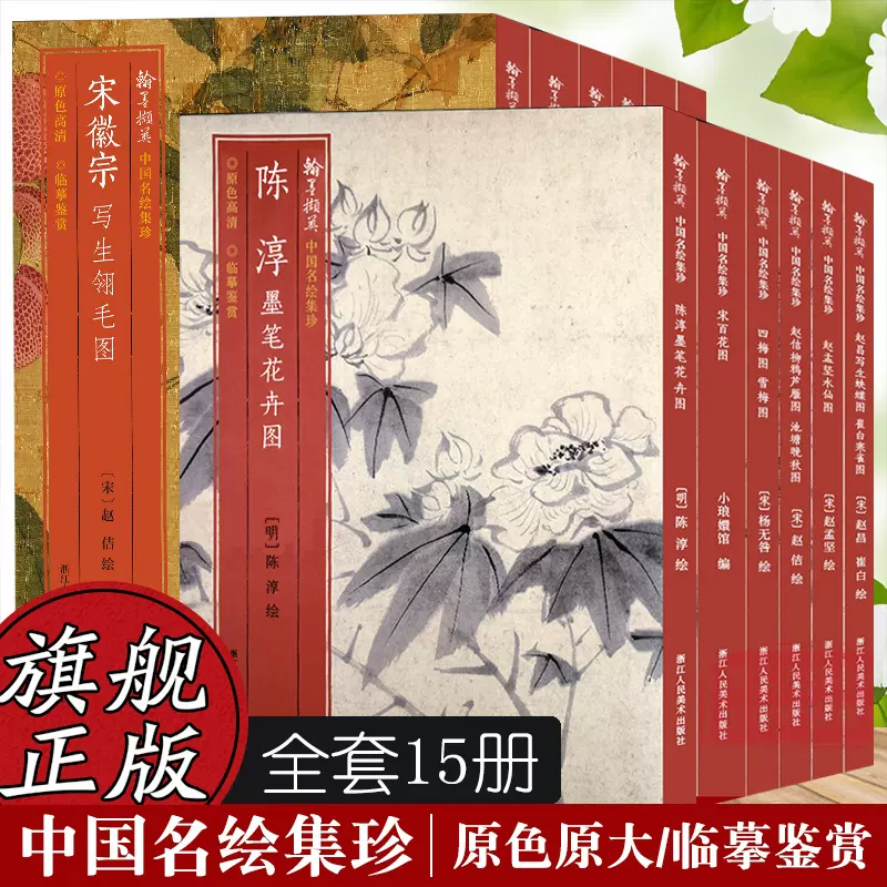 旗舰正版】中国名绘集珍(全套15册) 陈淳墨笔花卉图/赵孟坚水仙图/宋