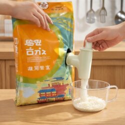 New Rice Dispenser with Press Button, Manual Small Rice Dispenser for Kitchen, Convenient Kitchen Tool Funnel