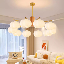 Chandelier Living Room Lamp Cream Style Natural Wood Modern Simple Elegant Main Light Cotton Bedroom Room Lamp Zhongshan Lighting Fixtures