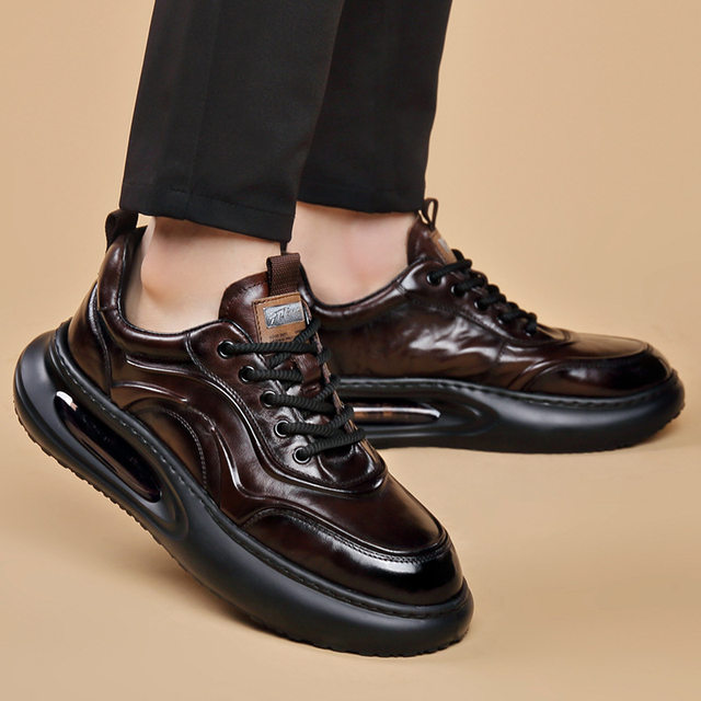 Men Double Buckle Business Cowhide Sport Shoes