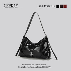 Ceekay Genuine Black High-End Soft Leather Tote Bag for Women 2025 New Large-Capacity Commuter Shoulder Crossbody Bag