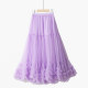 Spring versatile high-waisted lace oversized hem skirt solid color black ear splicing fairy skirt mesh long skirt slim skirt