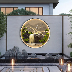 Outdoor Wall Lights, Waterproof Garden Lights, Solar Outdoor Wall Lights, New Chinese Style Background Wall Landscape Mural Decorative Lights