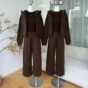 
Late July Long-Term Relaxation Acetate Tencel Wool Plush Brushed Hooded Sweatshirt and Sweatpants Set