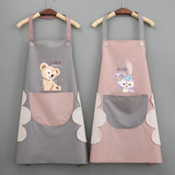 Household Wipeable Apron, Waterproof and Oil-Proof for Kitchen, Fashionable Cooking Smock for Adults, Men and Women, Japanese-Style Cute Apron