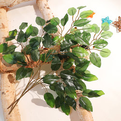 B1 Level Fire Retardant Banyan Leaves Plastic Branches Engineering Landscaping Shopping Mall Decoration Indoor Artificial Flowers Fake Tree Leaves