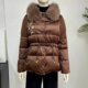 Middle-aged mother fox big fur collar down jacket women winter new middle-aged and elderly embroidered waist warm cotton jacket