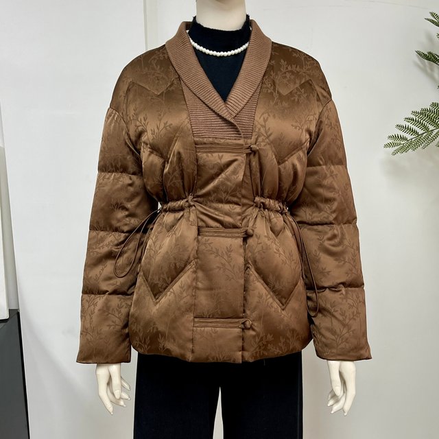 Mother's Winter Down Jacket Women's Waist Slimming Short Jacket White Duck Down Cotton Jacket Middle-aged and Elderly Thickened Warm Cotton Jacket