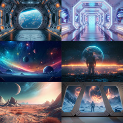 Space Capsule Starry Sky Self-Adhesive Background Wall Stickers Bedroom Dormitory Mural Stickers Wall Painting Wallpaper Future Technology Wallpaper