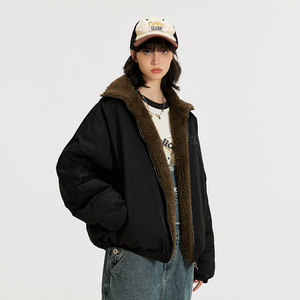 
LAMLICKA mountain carved velvet double-sided jacket cotton jacket men's trendy couple outfit thickened jacket loose