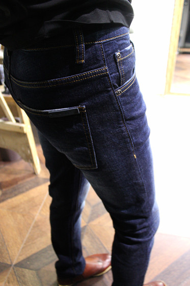 
Fashionable Milan Station European Crown Show Style Simple Heavy Industry Washed Stonewashed Stretch Slim Small Foot Jeans for Men