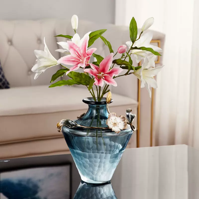 诺诗曼珐琅彩北欧风格玻璃艺术小花瓶摆件创意设计感精致