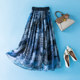 Silk skirt summer elastic waist skirt mulberry silk long skirt fairy skirt print high waist cover flesh to make you look thin