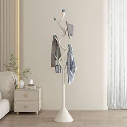 Coat Rack Cream Style Home Bedroom Clothes Rack Foyer Standing Clothes Rack Accessible Luxury Clothes Hanging Rack Floor-Standing Bag Rack