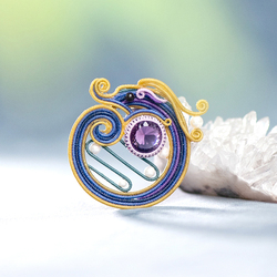 Chiyo Hand-woven Rope Jewelry Design Year Of The Dragon Brooch Jewelry Wax Wire Wrapped Stone Braided Zodiac Gift
