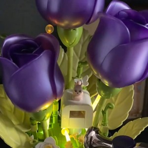 
Flowering building blocks in the garden, blooming garden dynamic lights, bouquet toys, holiday birthday gifts for girlfriends